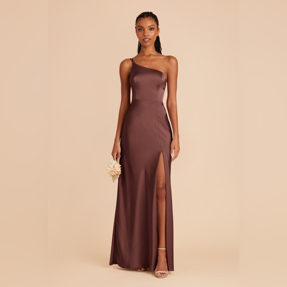 Birdy Grey One-Shoulder Chocolate Brown Dress